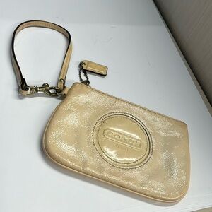 Coach Cream Patent Leather Wristlet Clutch